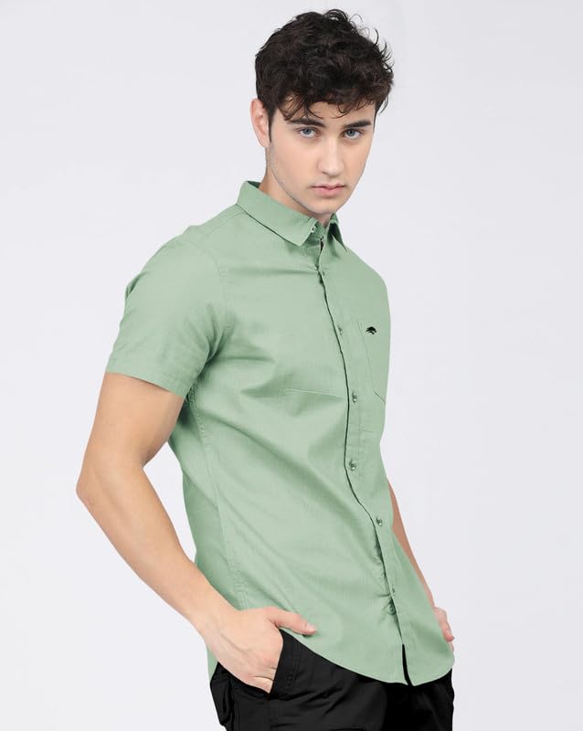 Image of BRUCEWANE Men's 100% Cotton Half Sleeve Shirt