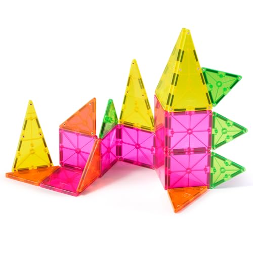 Image of MAGNA-TILES Color Shop NEON 20-Piece Magnetic Construction Set, The Original Magnetic Building Brand