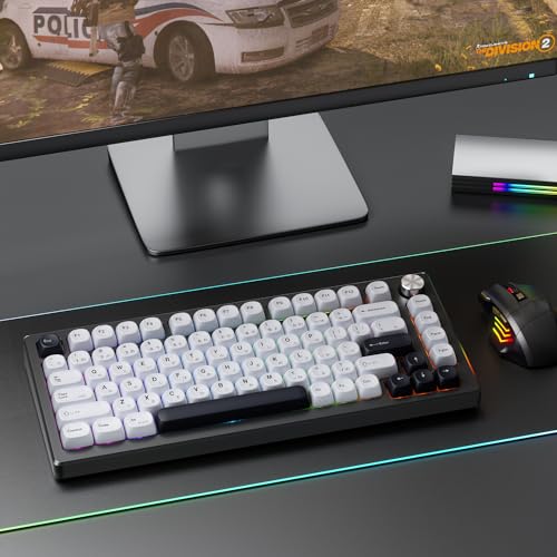 Image of XVX PBT Keycaps - MOA White Japanese 75 Percent, Custom Dye-Sublimation, 137 Keys Set for 100%, 75%, 65%, 60% Keyboard, Bow