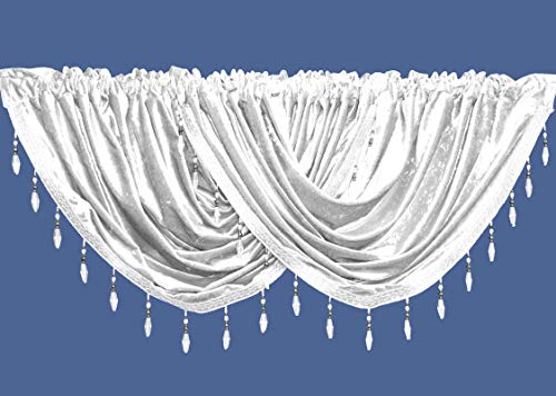 John Aird Velvet Crystal Beaded Curtain Swag (White)