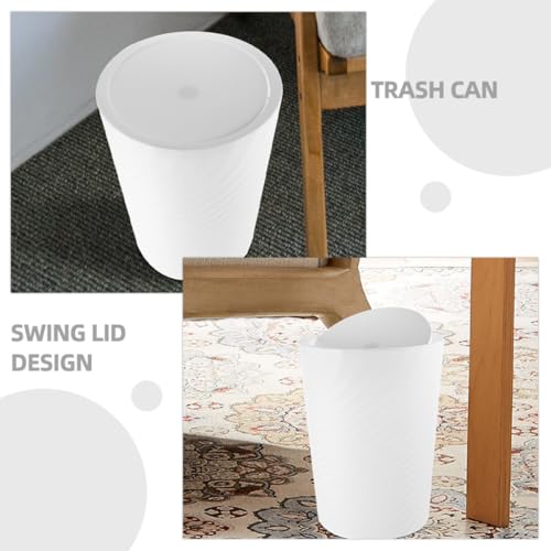 KICHOUSE bote de basura plástico con tapa 12L blanco miniatura 5