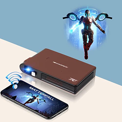 小型wifiプロジェクターiPhone / Androidスマホ/ iPad接続可 バッテリー内蔵8400mAh大容量 モバイル ポータブルDLP テレビプロジェクター3D対応 最大フルHD 1080P自動台形補正 静音 Projector