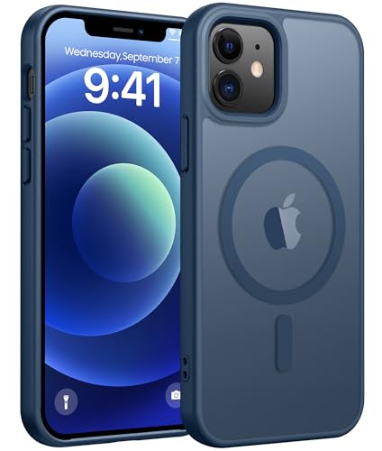 Image of FNTCASE for iPhone 13 Mini Case: for iPhone 12 Mini Case [Compatible with Magsafe] Translucent Matte Magnetic Phone Cover - Military Grade Drop Protection Shockproof Protective Cases - Blue