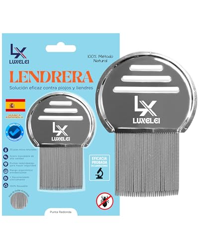 LUXELEI Liendrera Piojos Profesional Recomendada por Pediatras - Lendrera Antipiojos y Liendres Infantil - Peine Piojos y Liendres - Tratamiento Piojos y Liendres - Lendrera Piojitos Fuera