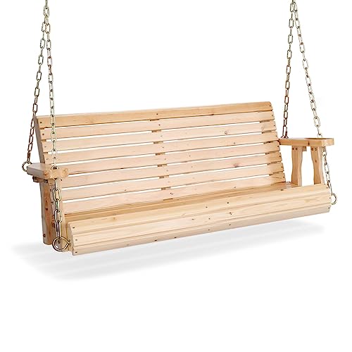 VINGLI Upgraded Patio Wooden Porch Swing for Courtyard...