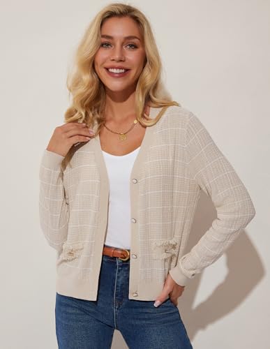 Image of Womens Summer Cardigan Sweaters Open Front Long Sleeve Lightweight Knit Cardigans L