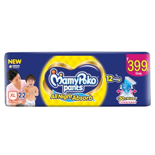 Image of MamyPoko Pants All Night Absorb Baby Diapers, X-Large (XL), 22 Count 12-17 kg