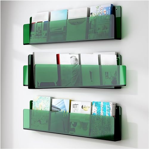 SGKOMN 1 2 3Pack Revistero de acrílico, Estante Colgante para periódicos/Carpetas de Archivos/Registros/Papeles Sueltos/Paleta de Sombras de Ojos, Soporte de exhibición pa(3pack-green-W120cm/47.2in)