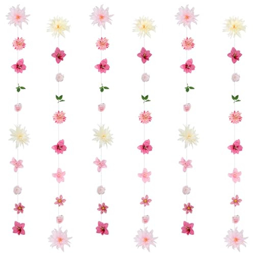 LACGO 6 PCS Flower Garland for Backdrop, 5.3 FT Hanging