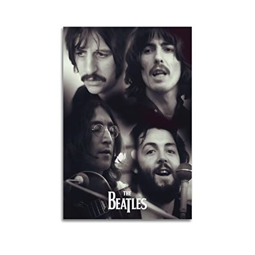 Poster décoratif sur toile The Beatles en noir et blanc – Impression d’art moderne pour chambre à coucher – 20 x 30 cm - Les Beatles, Paul McCartney, John Lennon, RIngo Starr, George Harrison Poster décoratif sur toile The Beatles en noir et blanc - Impression d'art moderne pour chambre à coucher - 20 x 30 cm