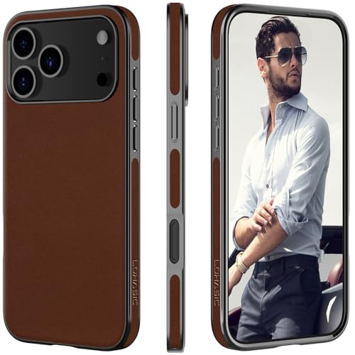 LOHASIC for iPhone 17 Pro Max Case Leather, Slim Luxury Designer Aesthetic Cover for iPhone 17 Pro Max, Soft Vegan Business iPhone 17 Pro Max Leather Case for Men Women, Dark Brown