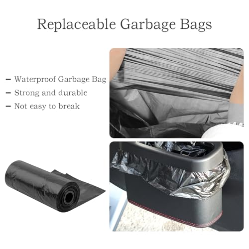 Image of Car Trash Can with Lid,Leather Car Trash Bin with 30 Car Trash Bag,Hanging Leakproof Car Garbage Can,Multi-Purpose Car Organization for Women Car Accessories Fit Cars SUV RV (Big)
