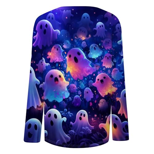 Halloween Shirts for Women Long Sleeve Plus Size Fashion Crewneck Comfortable Tshirts Halloween Costumes for Women