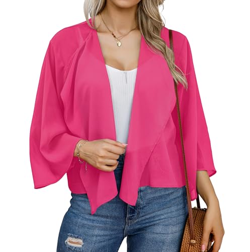 Image of Womens Summer Tops Short Shrugs Kimono Cardigans Casual Chiffon Bolero Jackets 2026