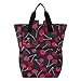 senya Diaper Bag Backpack, Red Wine Cherry Pattern Multifunction Travel Bag for Moms Dads