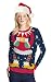 Faux Real - Women's Miss Claus Ugly Sweater Long Sleeve T-Shirt - Large