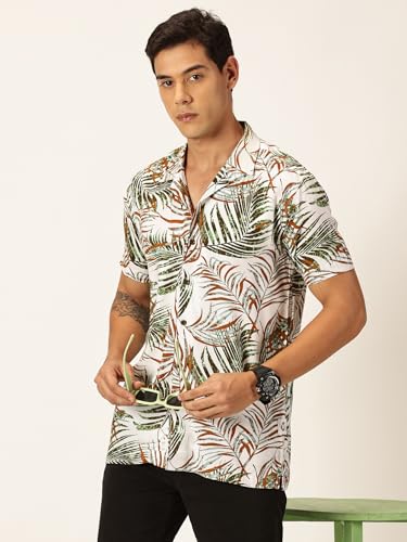 Image of Thomas Scott Men's | Floral | Half Sleeve | Slim Fit | Cotton Rayon | Cuban Collar | Casual Shirt
