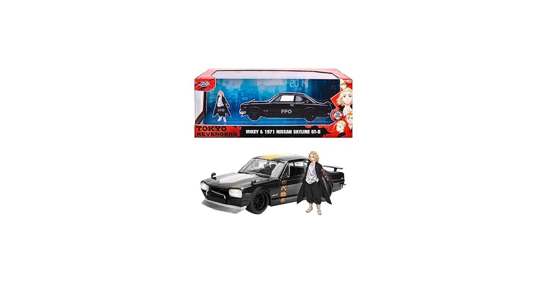 東京リベンジャーズ Mikey & Nissan Skyline 6T-R 1971 NISSAN SKYLINE GT-R RHD & MIKEY FIGURE 