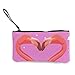 Produktbild N/C Pink Flamingo Kissing Love Of Birds Süße Leinwand Münzgeldbörse Tasche mit Reißverschluss Handschlaufe Make-up Federmäppchen für Frauen Mädchen personalisierbar