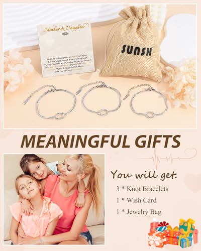 Image of SUNSH 2 /3 Mother Daughter Bracelets, Back to School Matching Bracelets Gifts for Mom Daughters