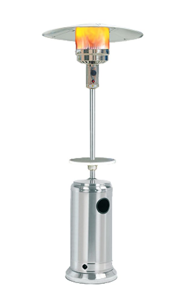 SUNHEAT Classic Umbrella Design Portable Propane Patio Heater with Drink Table, Stainless Steel : Patio, Lawn & Garden