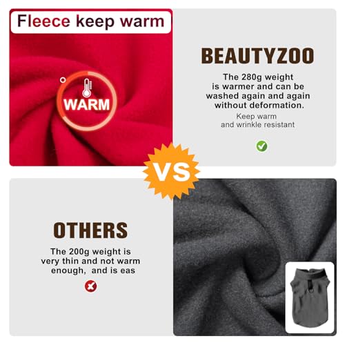 BEAUTYZOO Hundepullover Fleece Weste Hund Kleidung Winter Warme Hundeweste für Kleine Hunde Weicher Fleece Hundejacke mit D-Ring Pullover für Mittel Großen Hund, Weihnachtspullover