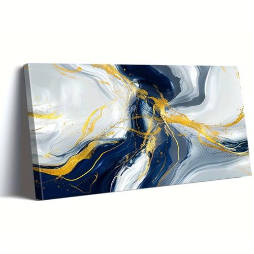 Impression sur toile marine et dorée grand format 80x162