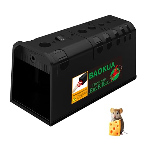 BAOKUA Electric MouseTrap,With Adapter rat traps that kill instantly for Indoors & Outdoors Mice,voles,mole Professional Mousetrap