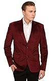 WINTAGE Men's Velvet Two Buttoned Notch Lapel Party Maroon Coat Blazer