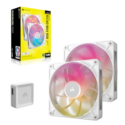 CORSAIR iCUE Link RX140 MAX RGB 140mm PWM Thick Fans with iCUE Link System Hub – High-Static Pressure – Magnetic Dome Bearing – Dual Pack – White - image 8