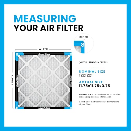 Image of Simply 12x12x1 Air Filter, MERV 8, 6 Pack, Furnace Air Filter for HVAC (Actual Size: 11.75 inchx11.75 inchx0.75 inch) DUST, Pet, & Allergy Control