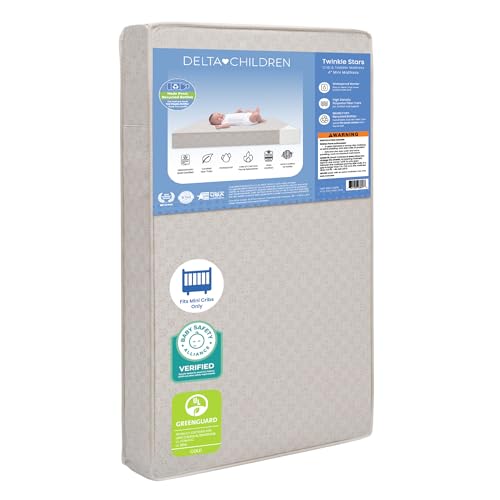 Delta Children Twinkle Stars 4' Mini Crib Mattress,Firm, Royal Blue