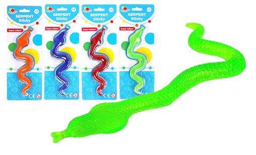 COM-FOUR® - Lot De 8 Serpents Adhésifs Colorés - Grimpeurs De Fenêtre Gluants Pour Anniversaire Enfant - Extensibles Et Collants - Dès 3 Ans - 46 Cm