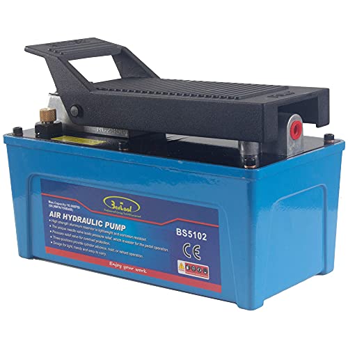 BESTOOL Air Hydraulic Pump - 10,000 PSI Hydraulic Foot Pump Pressure 1/2 Gal Reservoir Air Hydraulic Pump Air Actuated Treadle Foot Pump (Single Actingï¼‰Blue