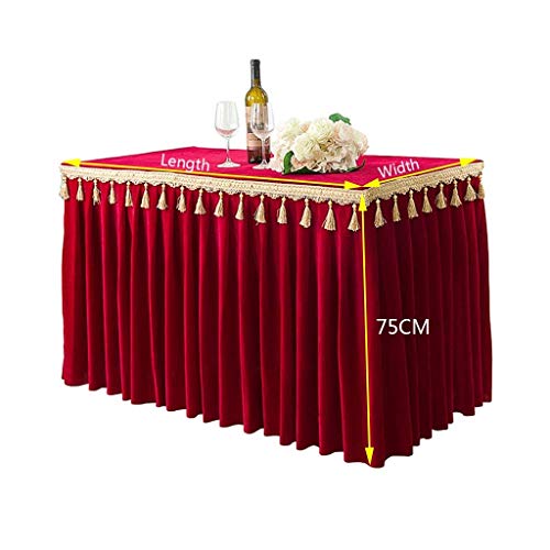 SKkyer rechthoekige tafelkleed goud kwast effen kleur tafelkleed wasbaar gemakkelijk te reinigen tafelrok voor grote… - Image 6