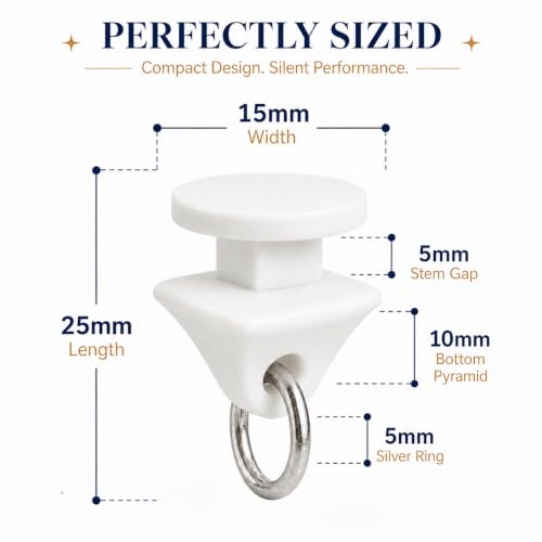 Image of FAPBADRI Plastic Silent Runners Sliders Rollers for Curtain Track Channel | Smooth Glide Curtain Gliders | Color - White | Pack of 100 Pieces