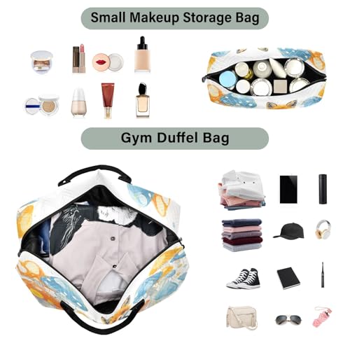 Weekender Bags Travel Duffel Gym Bag Anthropomorphic Fox in Denim Overalls Painting A Mural Of Polka-dot Mushrooms Lisa Frank Neon Palet Carry on Overnight Tote Bag with Toiletry Bag for Airplane Tra4