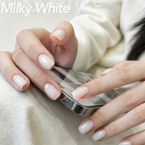 modelones Nail Strengthener, Milky White Nail Polish Nail Repair for Damaged Nails Hardener Quick Dry Nail Growth Polish Natural Nail Concealer Foundation Strengthening Polish Gifts for Women 15ml - Image 4