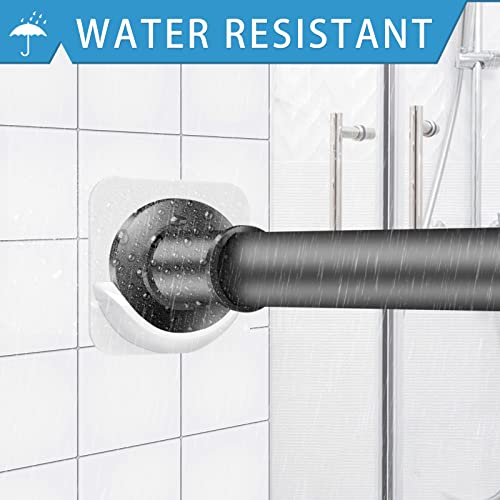 Adhesive Shower Curtain Rod Holder, Shower Rod Holders For Wall, 4 Pack Shower Rod Mount Retainer, No Drilling, Stick On, Waterproof, White And Black (Rod Not Included) #TOP5