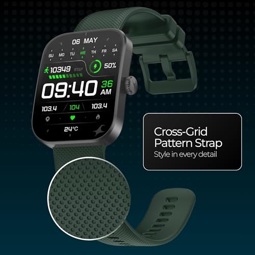 Image of Fastrack Revoltt FS3 Smartwatch with 2.01 inch TFT Display, Bluetooth Calling, Functional Crown, 24 /7 Health Suite, Heart Rate Monitor, SPO₂ & Sleep Tracking, Alarm, IP68 Water Resistant - Dark Green