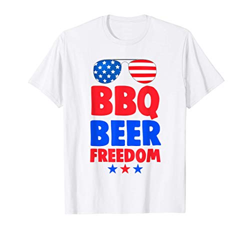 Funny Beer BBQ Freedom Tee Shirt Men American Graphic Gifts Camiseta
