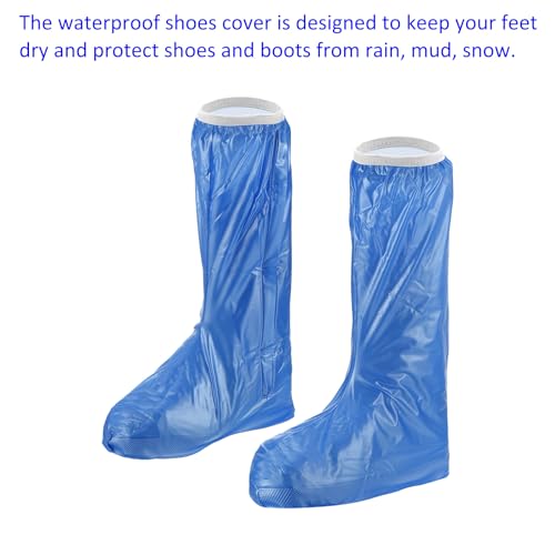 1 par de fundas impermeables para zapatos M METERXITY, reutilizables y antideslizantes, con cremallera, plegables, para uso al aire libre (talla M, color azul) miniatura 5