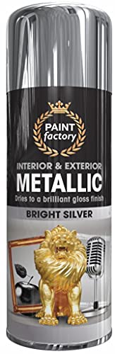 1 x Metallic Bright Silver Spray Paint 400ml Multi-Purpose Use, Spray for Metal and Wooden Furniture, Ornaments, Decorative Items and Much More for Interior & Exterior