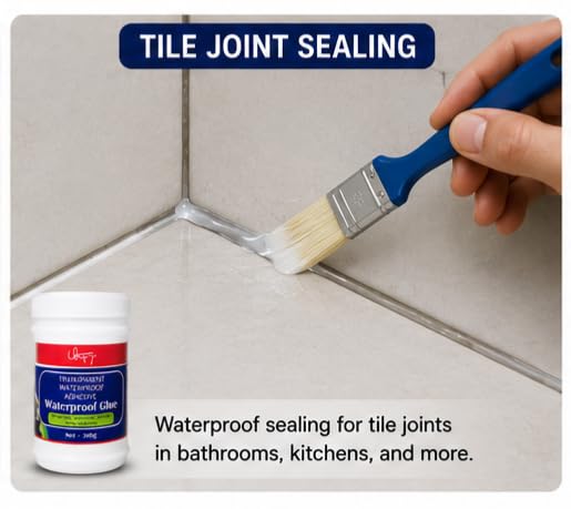 Image of Crack Seal Glue 300gm with Brush Transparent Waterproof Resin Epoxy for Roof Leakage Crack Seal Agent Roof Water Leakage Solution Water Proof Glue for Waterproofing (300 GM)