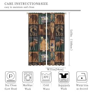 Retro Rustic Style Curtain, Moose Deer Bear Leaf Tree Country Style Farmhouse Blackout Curtains for Living Room Kitchen Study Room Home Set 2 Panels,42x63 Inches Retro Rustic Style Curtain Moose Deer Bear Leaf Tree Country Style Farmhouse Blackout Curtains for Living Room Kitchen Study Room Home Set 2 Panels42x63 Inches