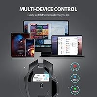 inphic Bluetooth Maus, Multi-Device Silent wiederaufladbare Bluetooth Funkmaus (Tri-Mode: BT 5.0/4.0+2.4G), 1600DPI Portable Mouse für Laptop PC Computer Mac, Batterieebene sichtbar, Schwarz – Ansicht 2