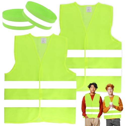REBECCAGIBSON 2 piezas de chalecos reflectantes para coche, chaleco de seguridad, chaleco reflectante amarillo, chaleco de avería, chaleco reflector para coche, para mujeres, hombres, adultos, chaleco