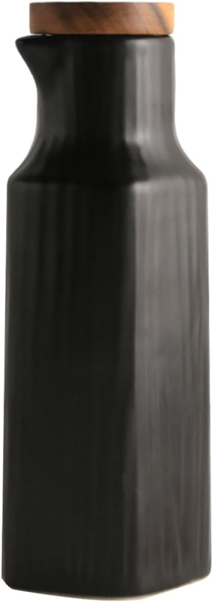 Japanese Ceramic Soy Sauce Bottle Vinegar Dispenser Matte Black Kitchen Spice Container with Lid Household Oil Sprayer for Sushi and Cooking