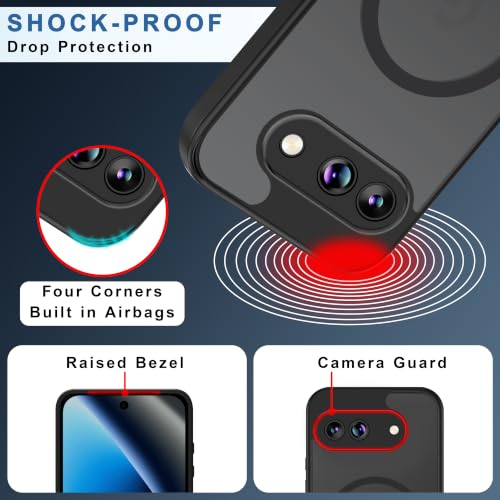 Image of CEDO Magnetic Cover for Google Pixel 10a | Compatible with MagSafe Wireless Charging | Matte Black Case Designed with Magnetic Lock Shockproof Edge Protection Backcover (Translucent Black)