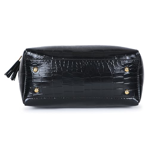 Image of AVERAA Women's Stylish Mini Handbag with Detachable Sling Strap | Croc Texture Shoulder & Crossbody Bag | Spacious Zip Closure Tote for Office, Daily & Travel Use